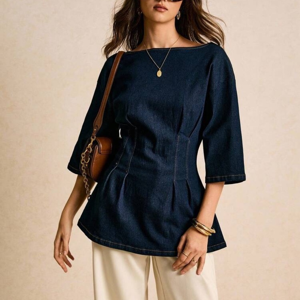 BRAND NEW Navy Blue Denim Top